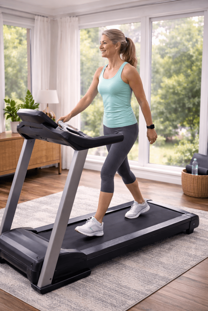Woman Walking on a Treadmill